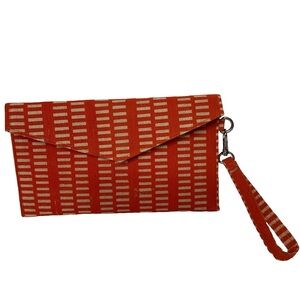 2Chic Orange & White Snap Front Wristlet; Easy Carry Cash, ID’s & Credit Cards
